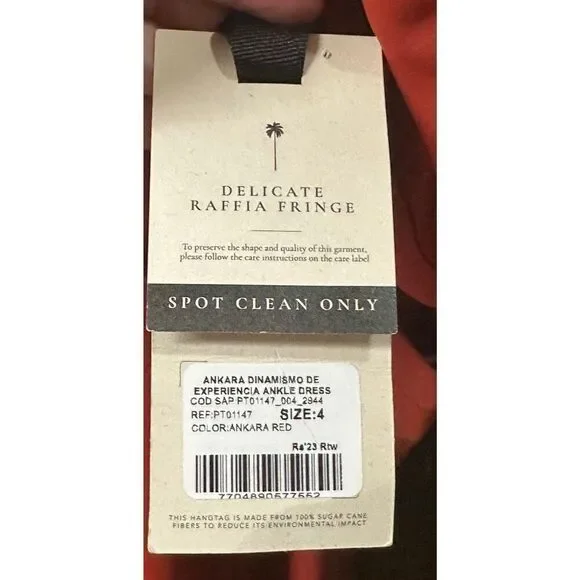 Johanna Ortiz Cut Out & Fringe-Hem Midi-Dress in Ankara Red NWT Size 4 - Picture 14 of 15